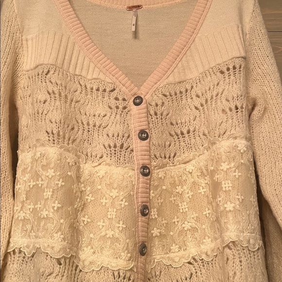 Free People Cream Lace Cardigan - Picture 2 of 8
